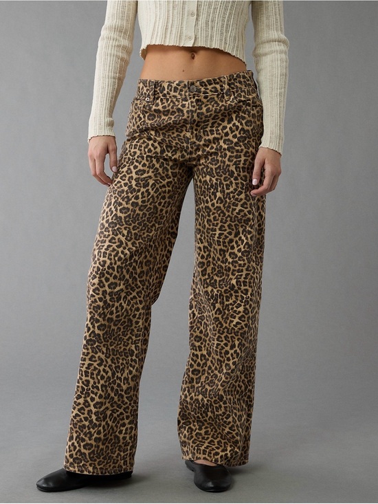 American Eagle Outfitters Denim - American Eagle Stretch Leopard Low-Rise Baggy Wide-Leg Pants